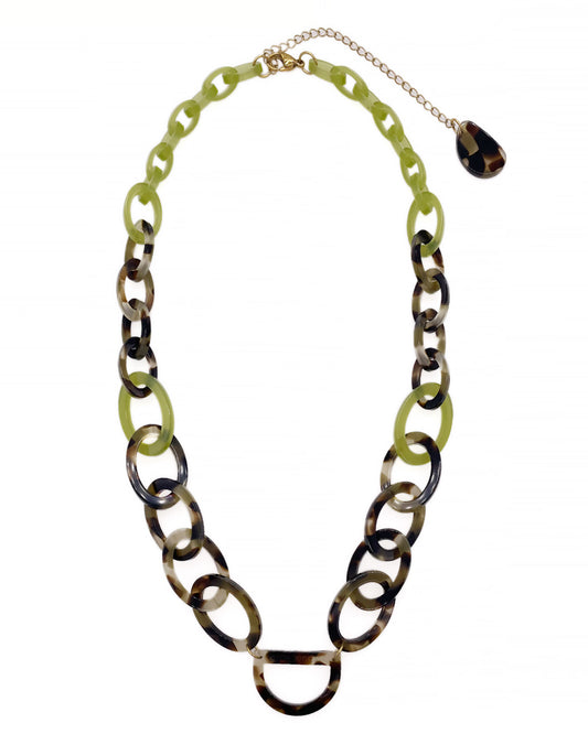 Original D Necklace | Light Tortoiseshell & Olive Green | Bio-Acetate Glasses Necklace