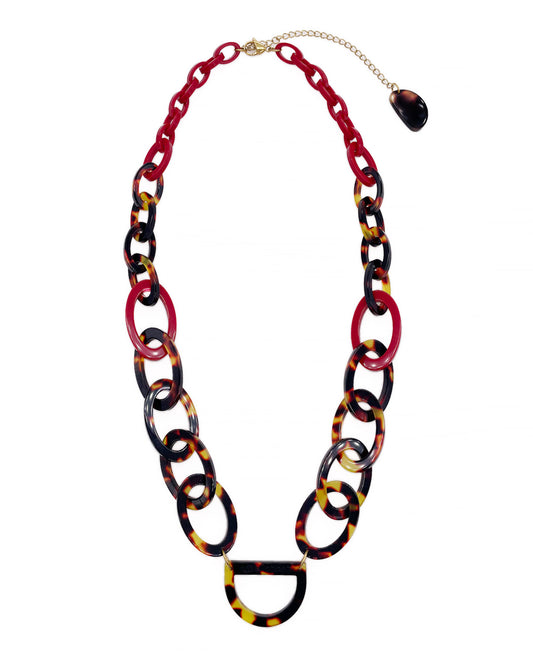 Original D Necklace | Dark Tortoiseshell Bio & Cherry Red | Bio-Acetate Glasses Necklace