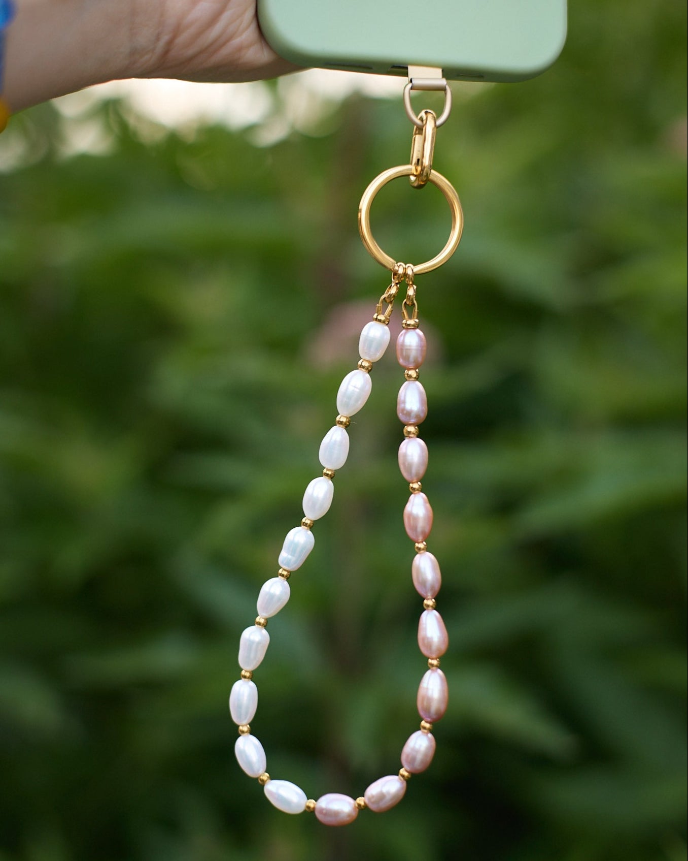 Fresh Water Pearl Phone Strap with Connecting Card