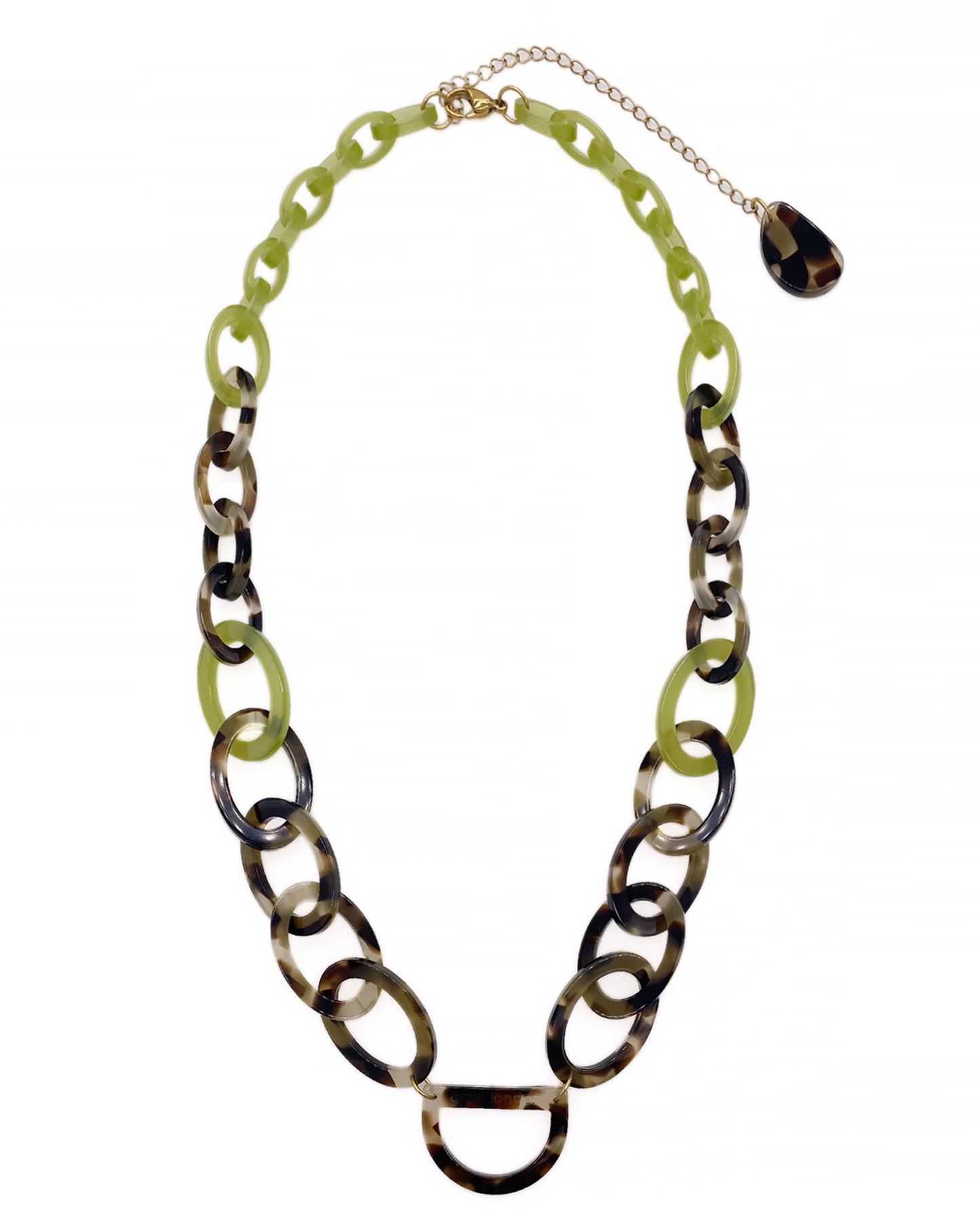 Original D Necklace | Light Tortoiseshell & Olive Green | Bio-Acetate Glasses Necklace