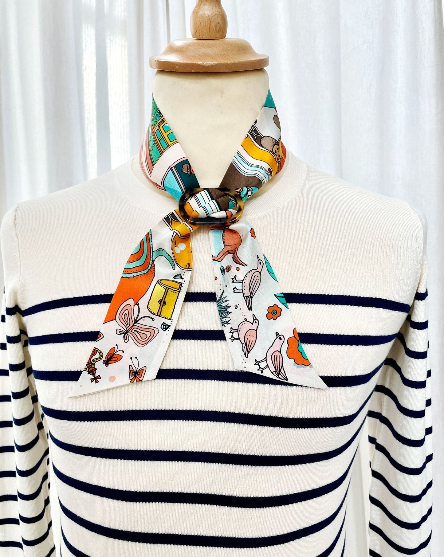 Bio Acetate Scarf Ring - Dark Tokyo / Flesh Beige