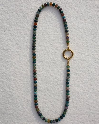 The O Necklace | Indian Agate Rondelle | Glasses Holder