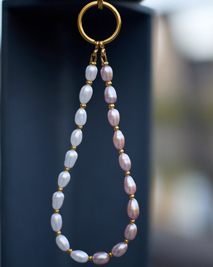 Fresh Water Pearl Phone Strap with Connecting Card