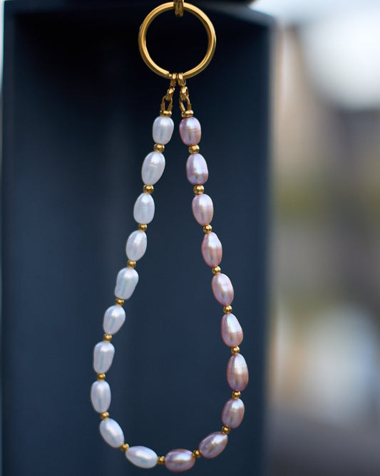 Fresh Water Pearl Phone Strap with Connecting Card