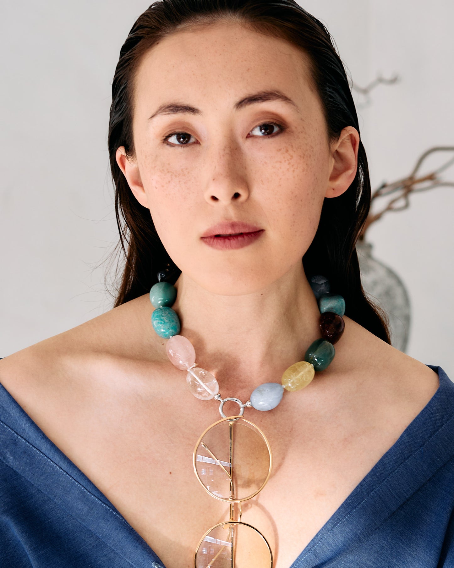 The Depth of Earth II – Natural Gemstone Glasses Necklace