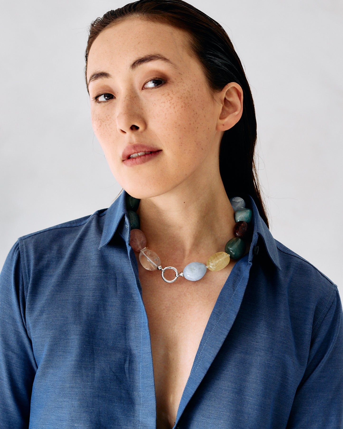 The Depth of Earth II – Natural Gemstone Glasses Necklace