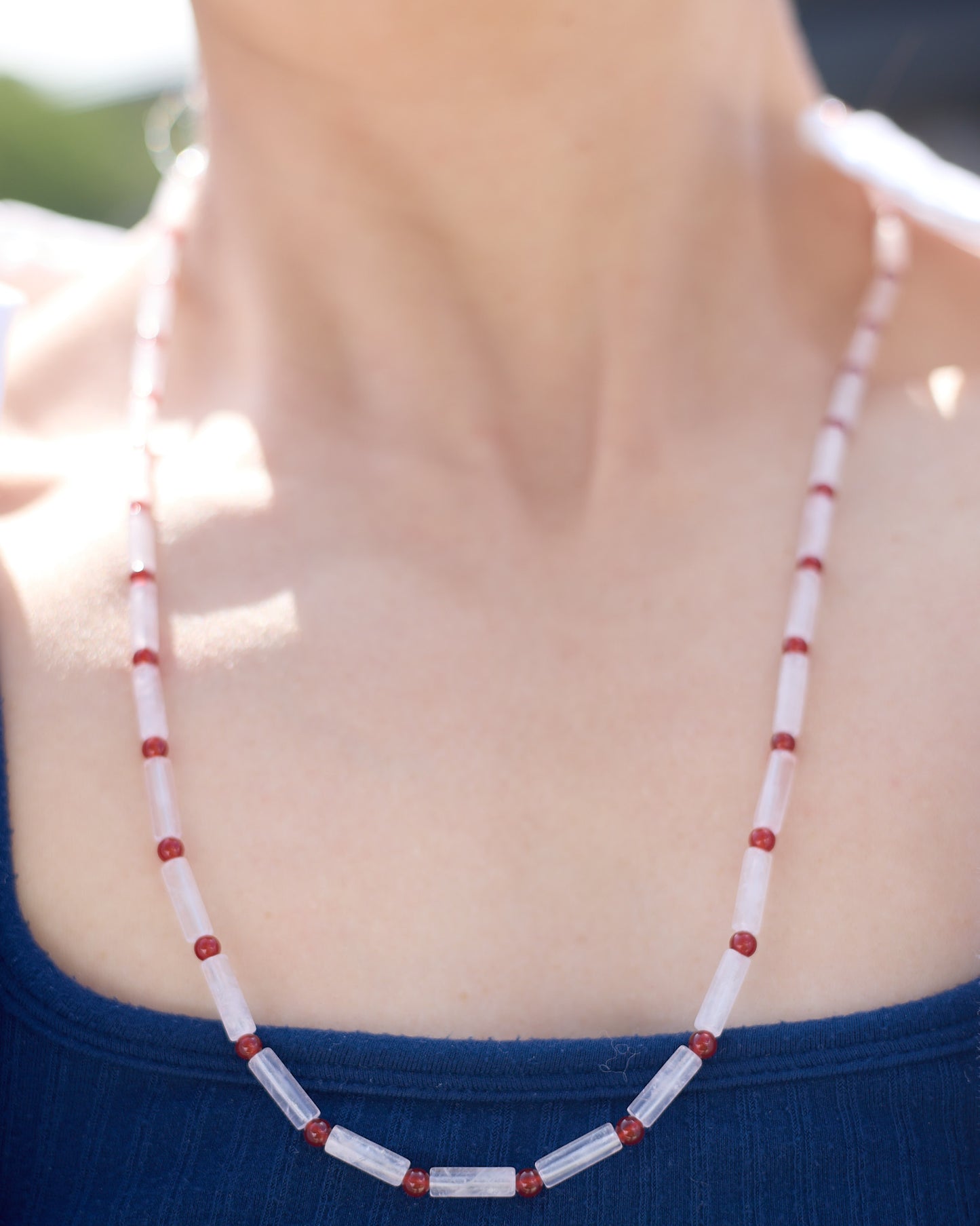 Gingham | Rose Quartz &  Agate | Glasses Chain