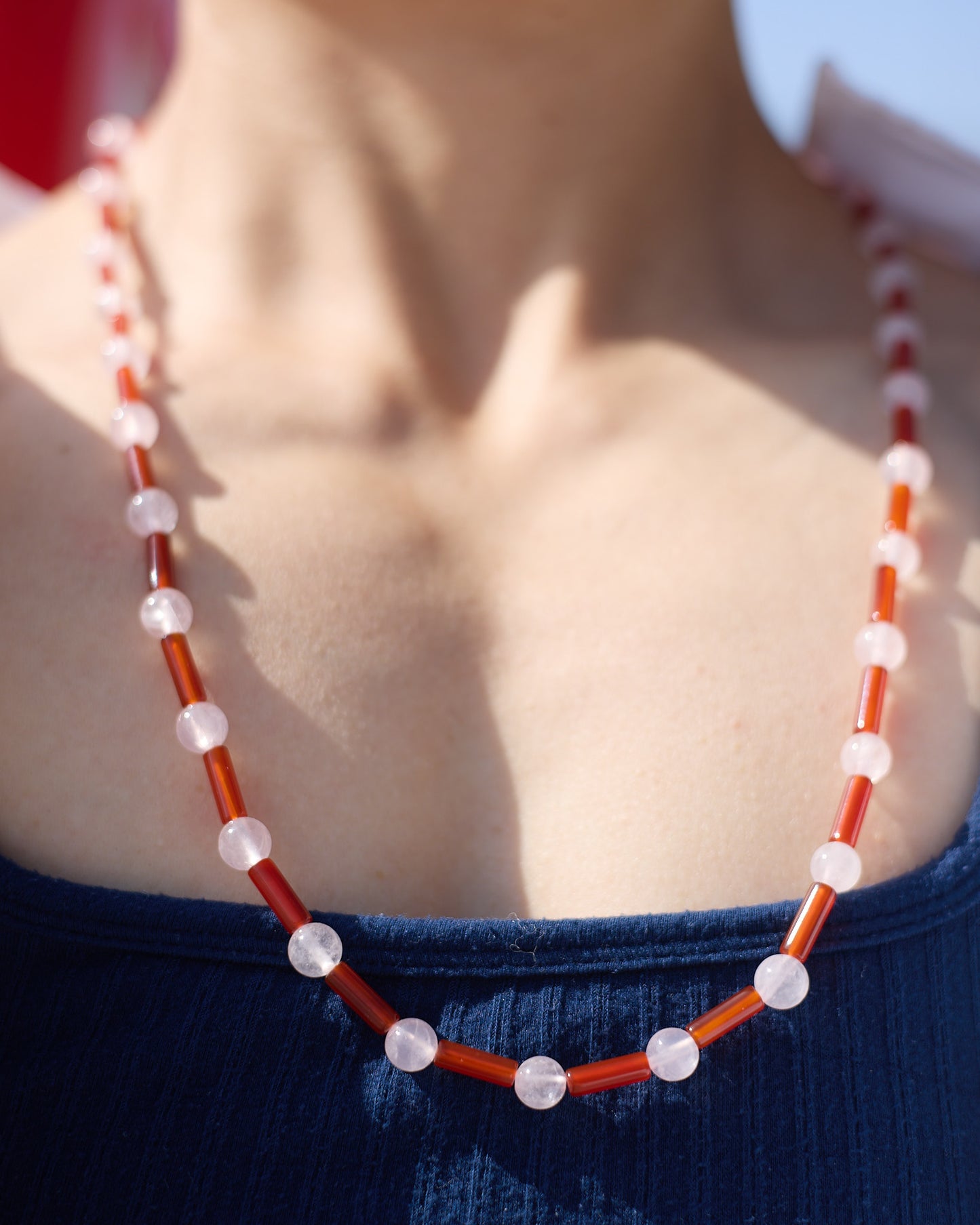 Gingham | Rose Quartz &  Agate | Glasses Chain