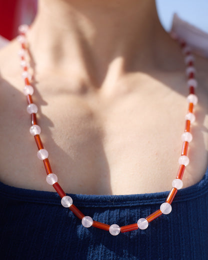 Gingham | Rose Quartz &  Agate | Glasses Chain