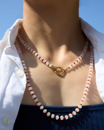 Gingham | Rose Quartz &  Agate | Glasses Chain