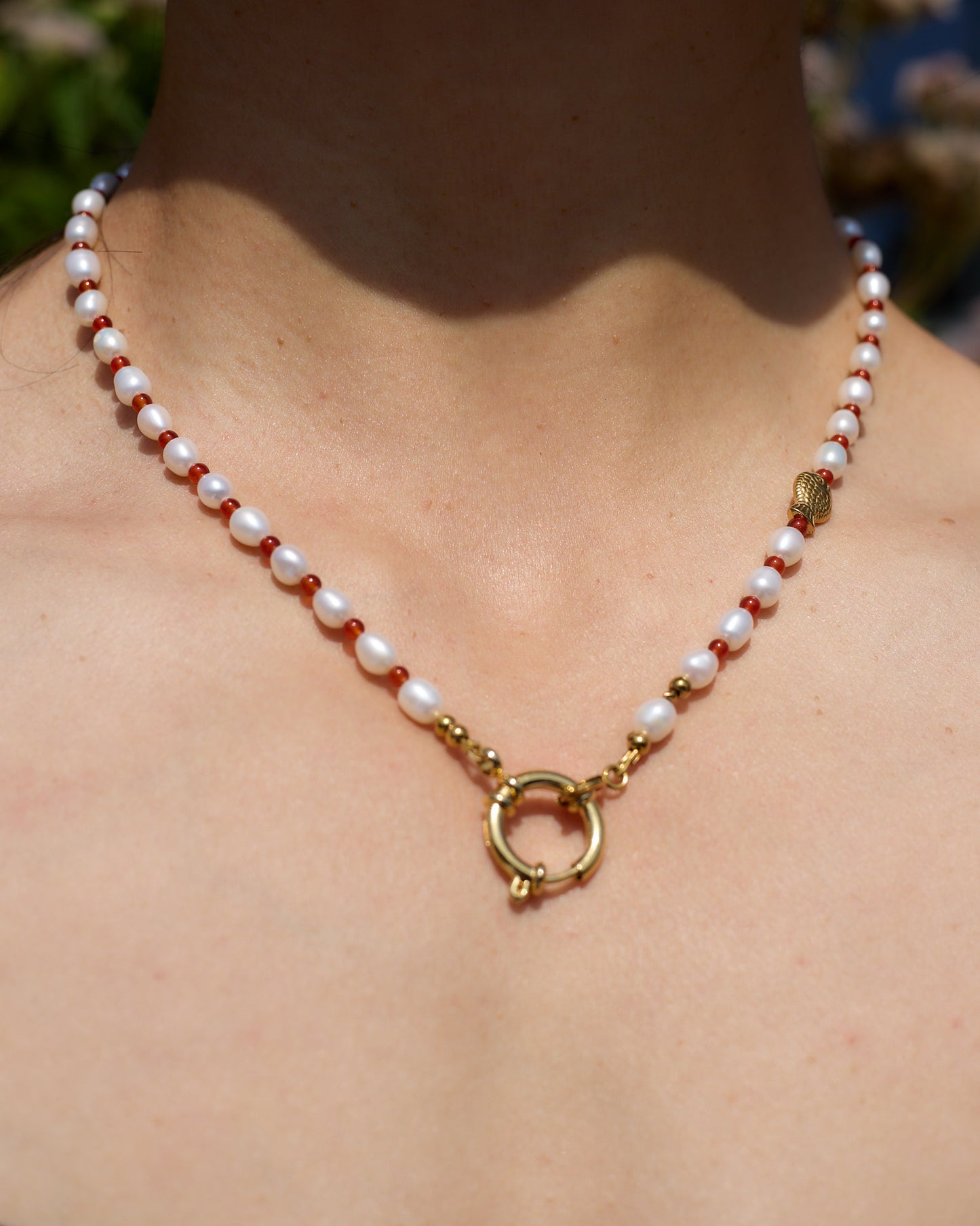 The O Necklace | Fresh Water Pearl & Lapis Lazuli | Glasses Holder