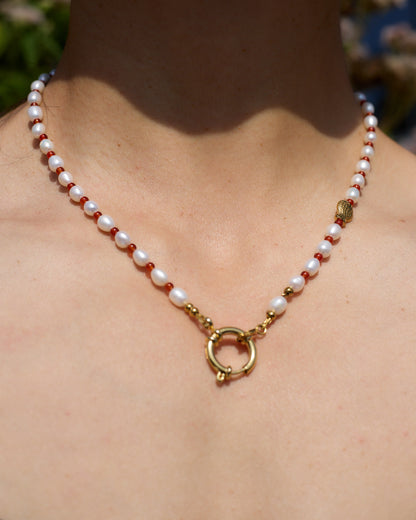 The O Necklace | Fresh Water Pearl & Lapis Lazuli | Glasses Holder