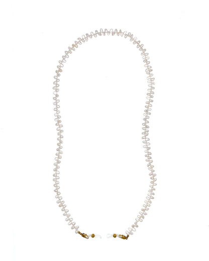 White Blossom Petal-Shaped  Fresh Water Pearl Glasses Chain