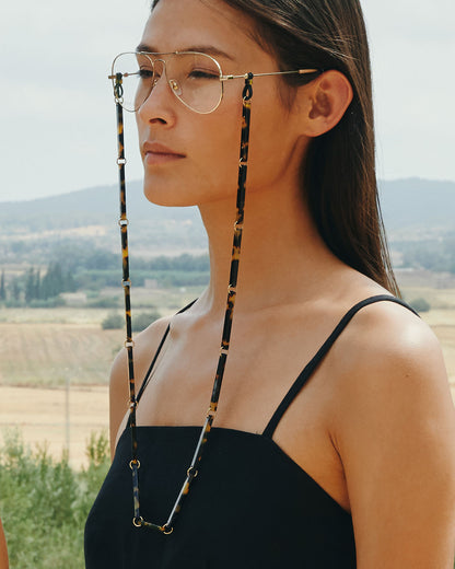 Spaghetti | Bio-Acetate Dark Tortoiseshell | Glasses Chain